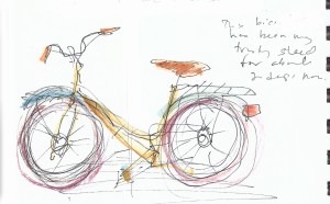 Kriste Lindberg's bicycle sketch, Italy, 2013