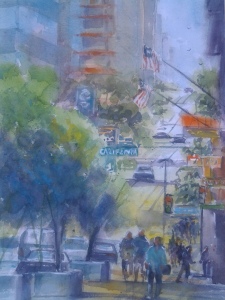 "Summer Street", watercolor on paper, Jacki Frey, BWS